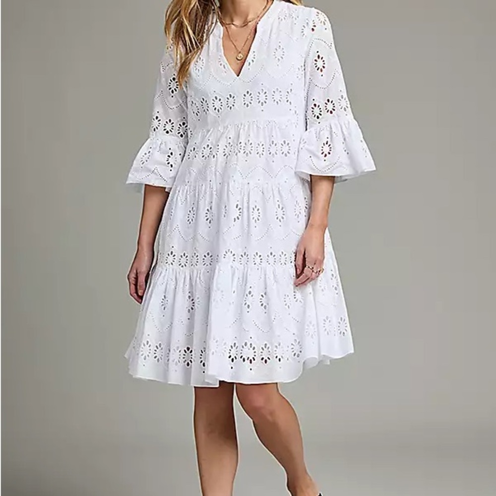 Sundance Selma Eyelet Tiered Bell Sleeve Dress Sz XL